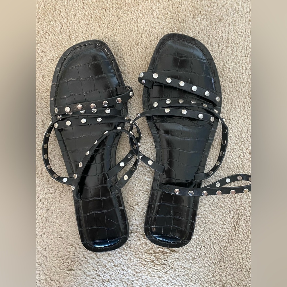 Dolce Vita Black Strappy Studded Women's Sandals